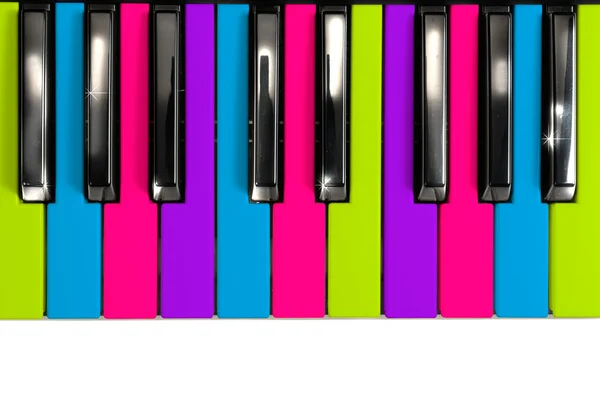여러 가지 빛깔된 디스코 스타일 피아노 키 — 스톡 사진