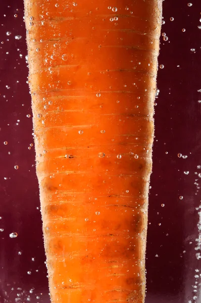 Морковь в воде с пузырьками — стоковое фото