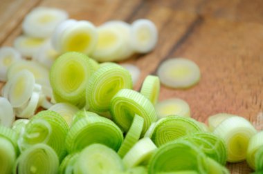 Chopped Leek on Cutting Board clipart