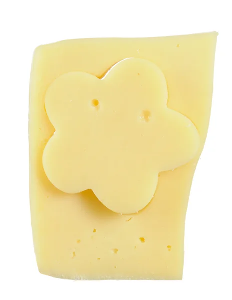 Τυρί λουλούδι σε ορθογώνιο κομμάτι τυρί — Φωτογραφία Αρχείου