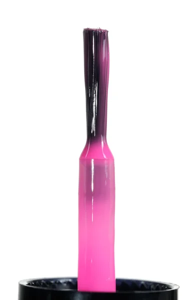 Cepillo con esmalte de uñas rosa — Foto de Stock