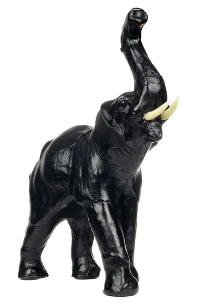 Elefantenstatue aus schwarzem Leder isoliert auf weißem Hintergrund — Stockfoto