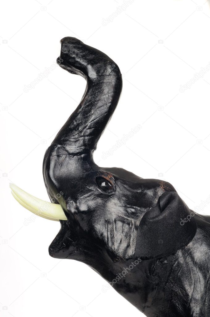 Head of Black Leather Elephant Figurine