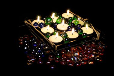 Burning Romantic Candles in Candle Holder clipart