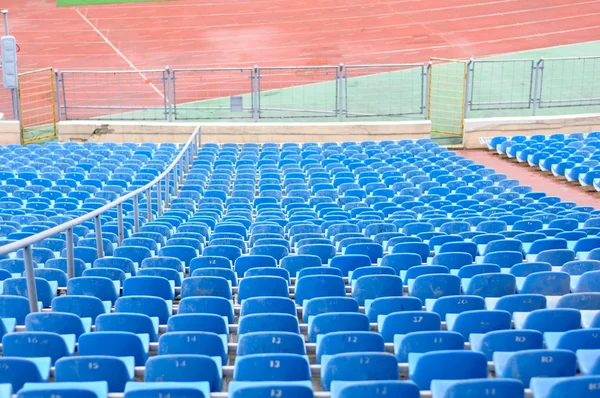 Blue Empty Plastic Chairs at the Stadium — Stock Photo, Image