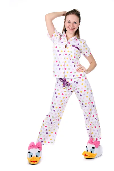 Jeune femme en pyjama — Photo