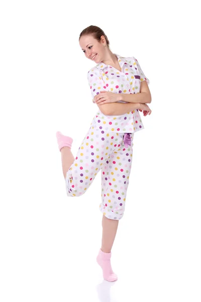 Молодая женщина в пижаме — стоковое фото