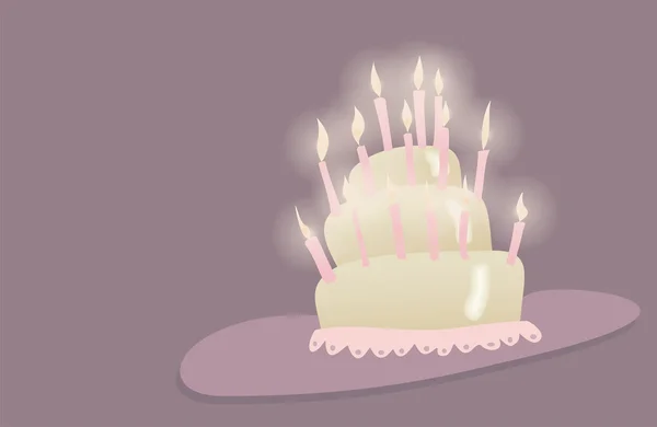 Cake met kaarsen — Stockvector