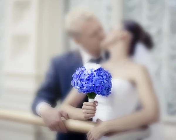Brautpaar küsst — Stockfoto