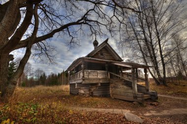 Ancient wooden chapel clipart