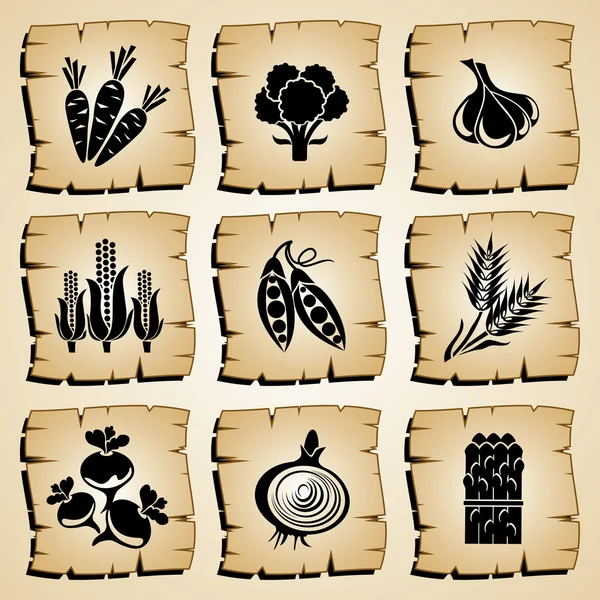 Иконы овощные — стоковый вектор