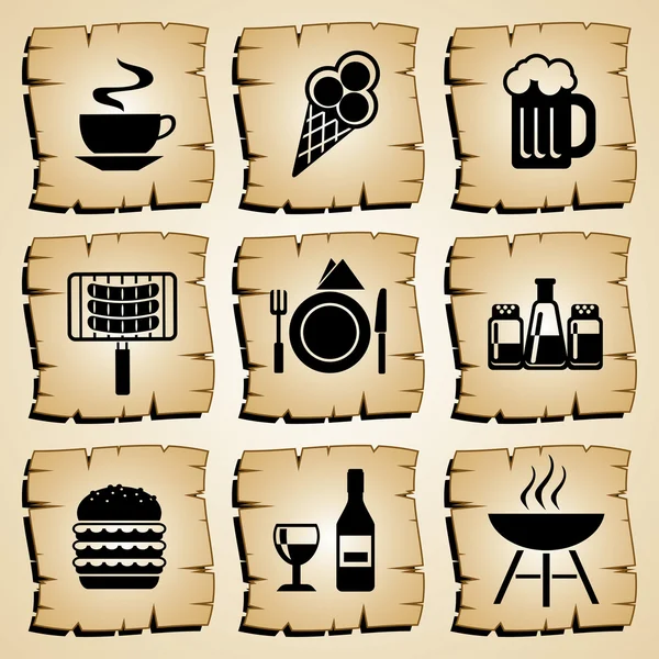 Иконы с едой — стоковый вектор