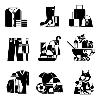 Clothing and accessories icons clipart