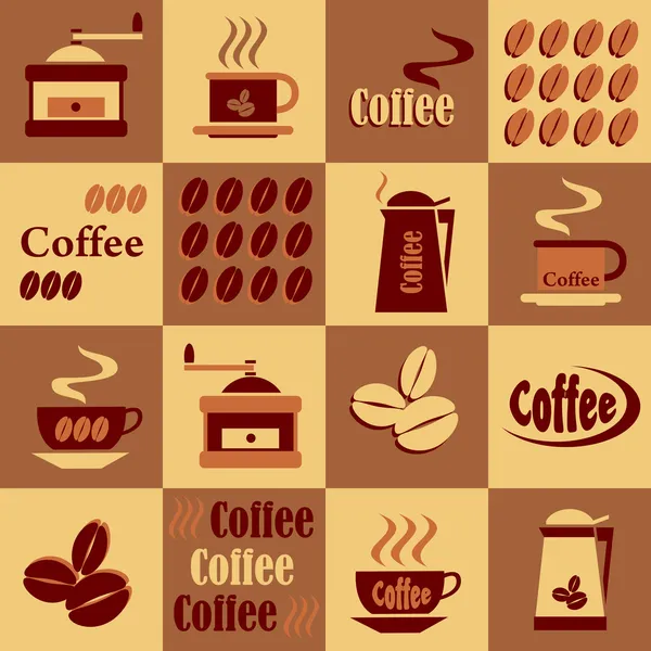 Fundo com ícones de café — Vetor de Stock
