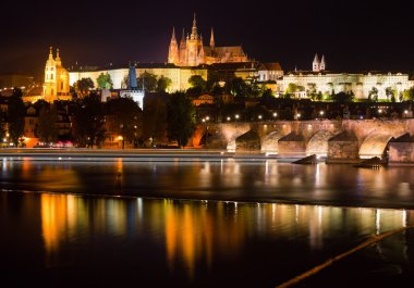 Night view of Prague clipart