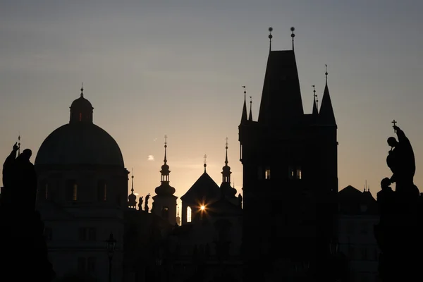 stock image The Charles Bridge Tower, silhouette