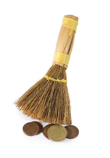 Broom and cents — Stock Photo, Image