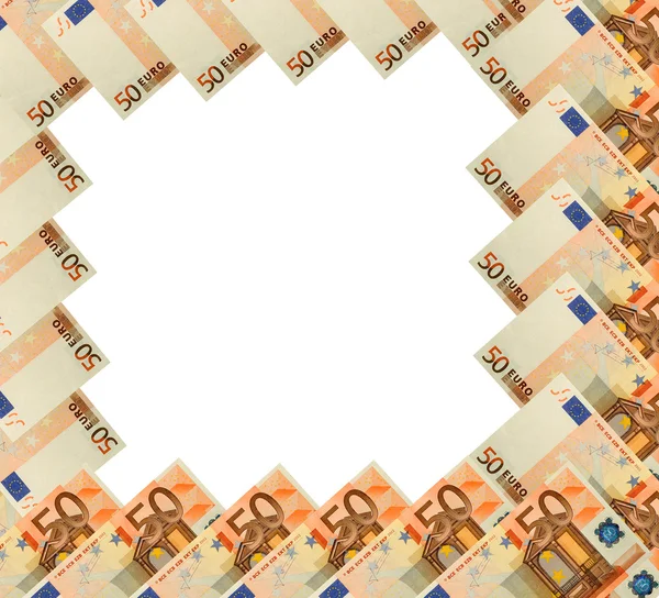 Cadre abstrait de billets de 50 euros sur blanc — Photo