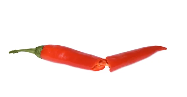 Röd varm chili paprika på vit bakgrund. — Stockfoto