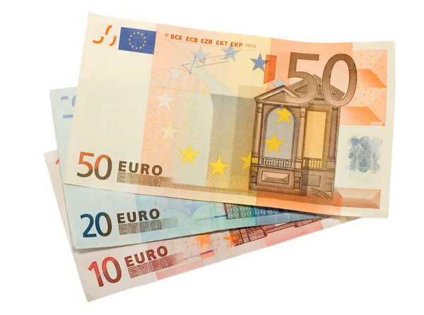 Notas de euro isoladas — Fotografia de Stock