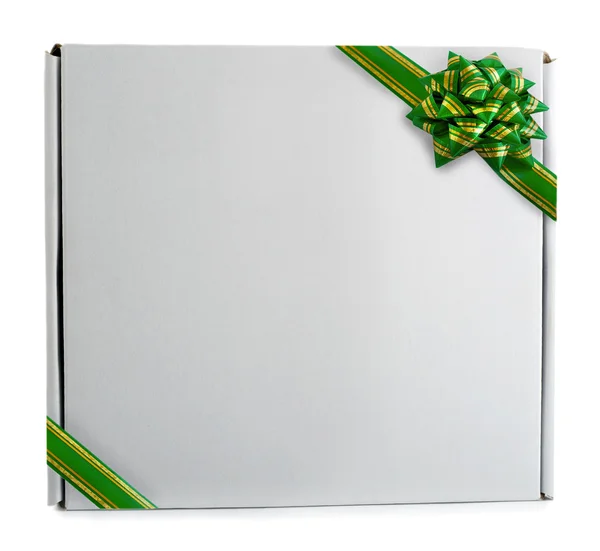 Подарункова коробка зелена стрічка — стокове фото