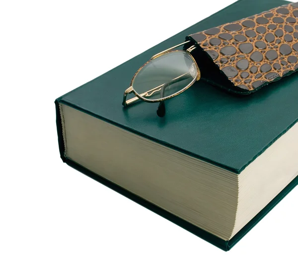 Brýle na knihu — Stock fotografie