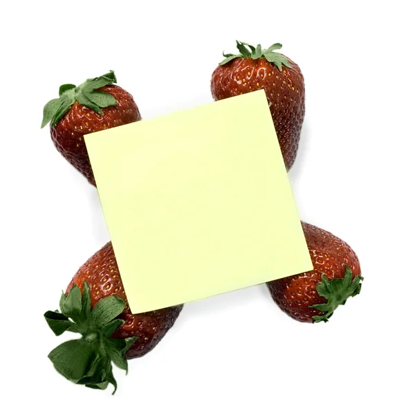 Rychlé poznámky s jahodami — Stock fotografie