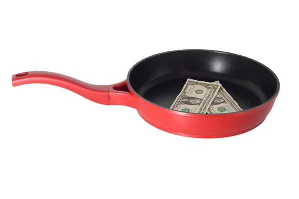 Dollar in frying pan — Stock Photo, Image