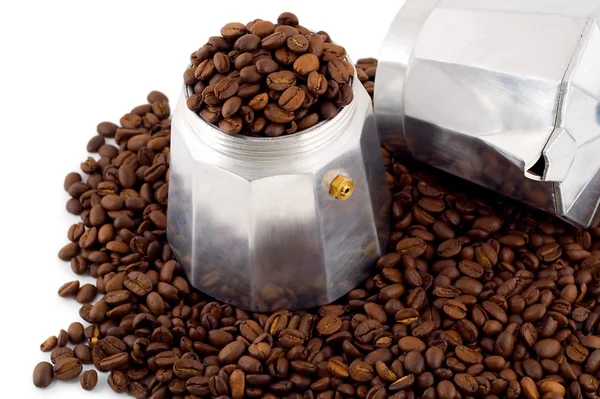 Set de granos de café expreso cafetera —  Fotos de Stock
