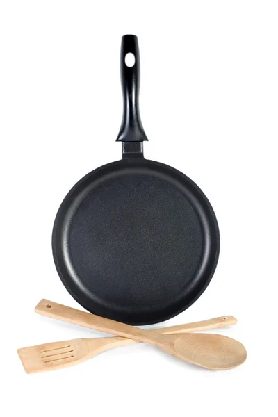 Frying pan with set spoon — Stock Photo, Image