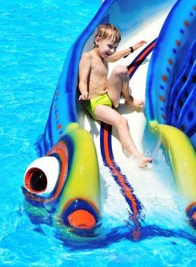 Fun on water slide clipart