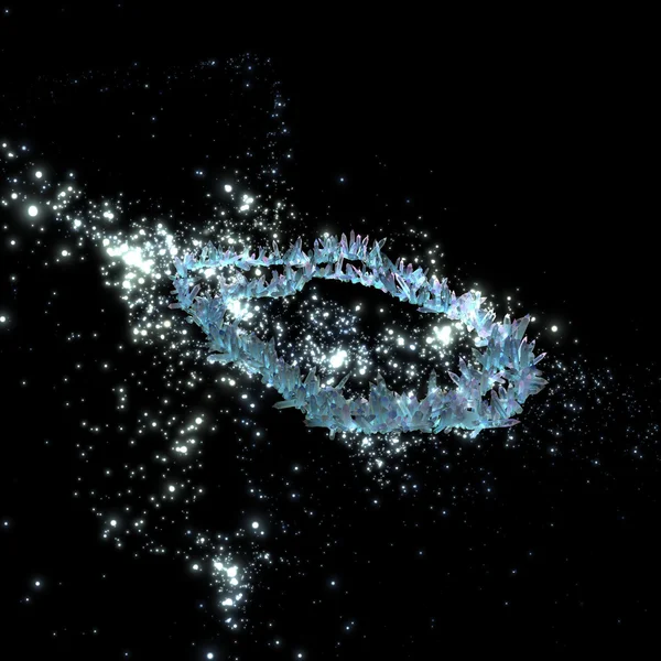 Ukjente, gjennomsiktige krystaller på nattehimmelen i en ukjent galla – stockfoto