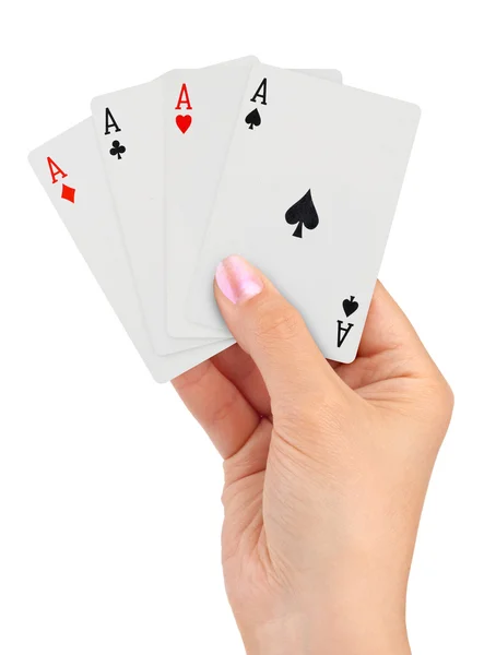 Spelkort i handen — Stockfoto