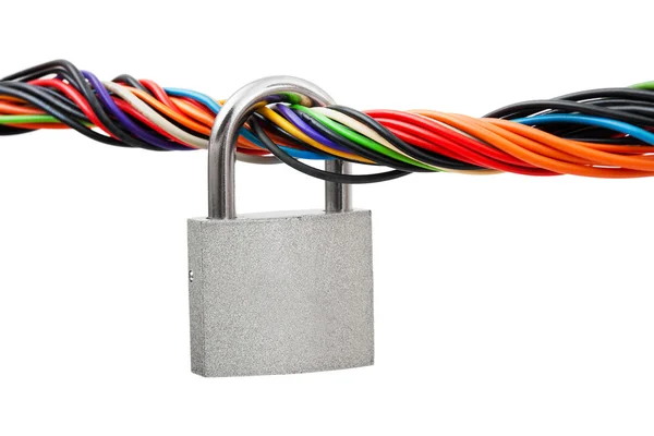 Computer cable and lock — Stock Photo, Image