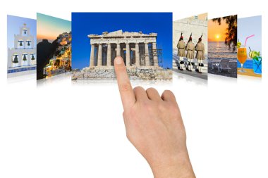 Hand scrolling Greece travel images clipart