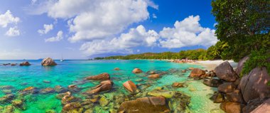 Panorama of beach Anse Lazio at Seychelles clipart