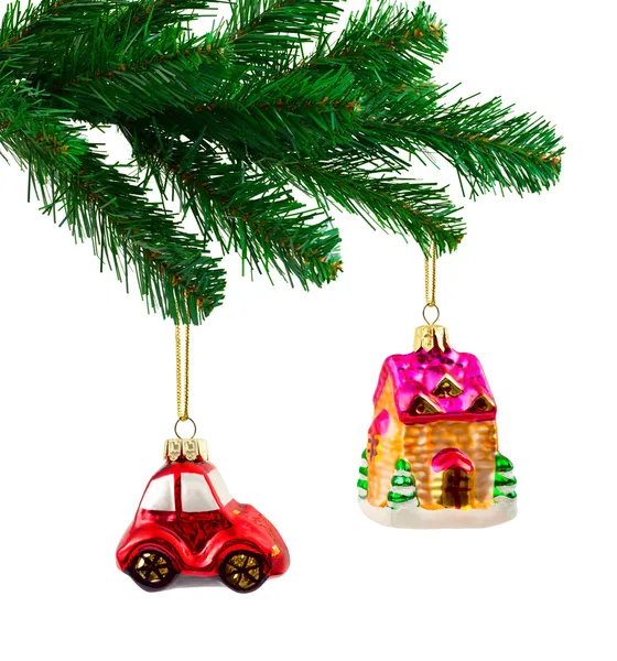 Рождественская елка и игрушки — стоковое фото