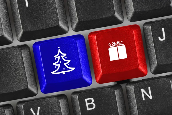 与圣诞节键计算机键盘 — 图库照片