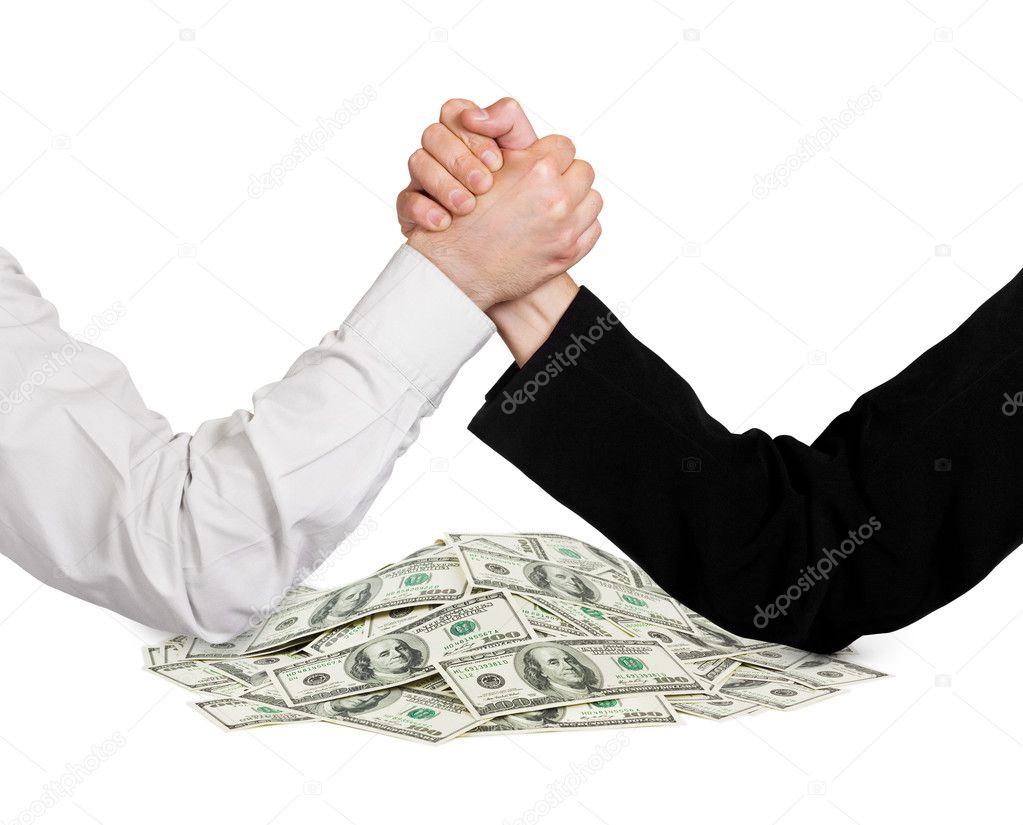 Two wrestling hands and money