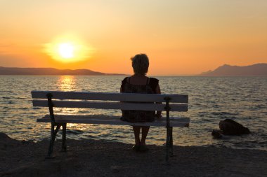 Woman and sunset clipart