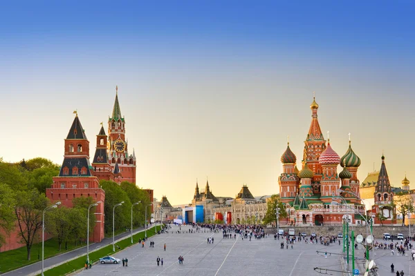 Красная площадь, Москва на закате Стоковое Фото