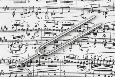 Pitchfork on sheet music clipart