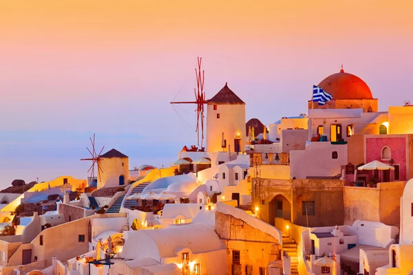 Zachody słońca nad Santorynem (Oia) - Grecja — Zdjęcie stockowe