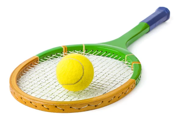 Raquete de tênis e bola — Fotografia de Stock