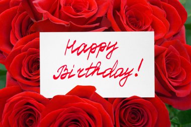 Roses and card Happy birthday clipart