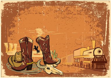 wild western background on old paper texture.Grunge clipart