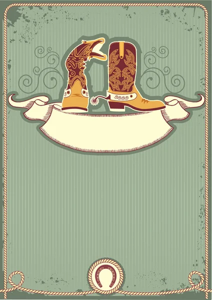 カウボーイ boots.vintage 西部の装飾背景ロープとオードブル — ストックベクタ