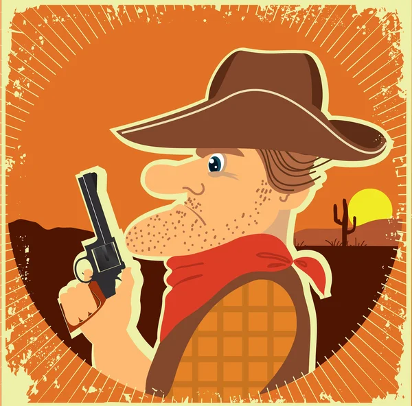 Cowboy portrait.vector grunge afbeelding — Stockvector
