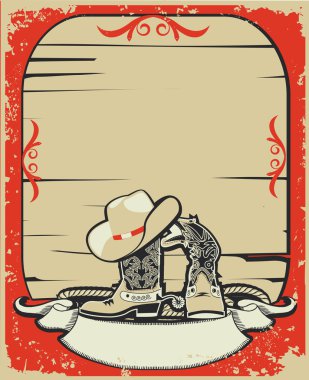 Cowboy elements.Red background with grunge elements decoration clipart