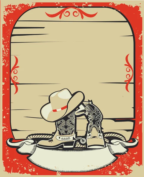 Cowboy elements.Red fond avec des éléments grunge décoration — Image vectorielle